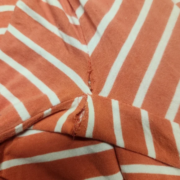 Kathy Ireland Sleepwear Coral and White Stripped wode Leg Pants & Tee Pajama Set - Picture 8 of 9